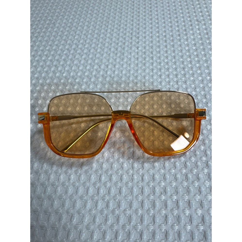 Unbranded Sunglasses Unisex Square Aviator Orange Retro Gold Temple EUC